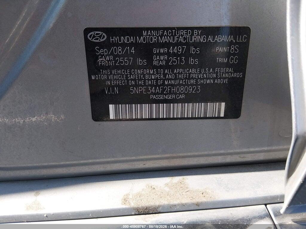 5NPE34AF2FH080923 2015 HYUNDAI SONATA photo no. 9