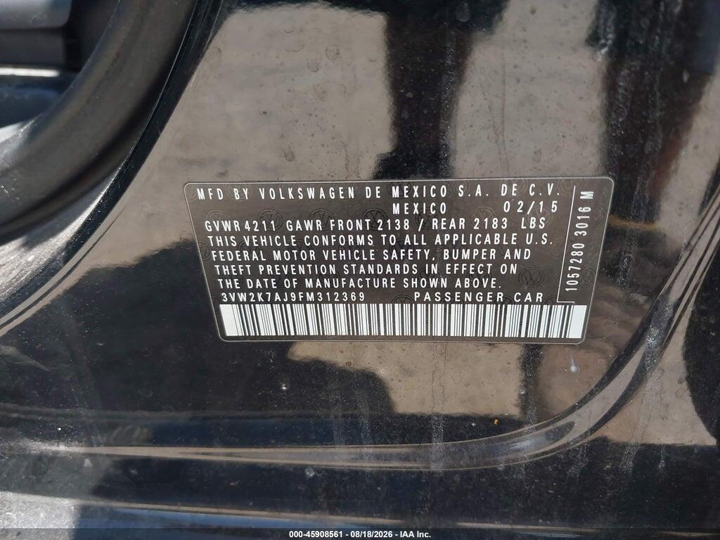 3VW2K7AJ9FM312369 2015 VOLKSWAGEN JETTA photo no. 9
