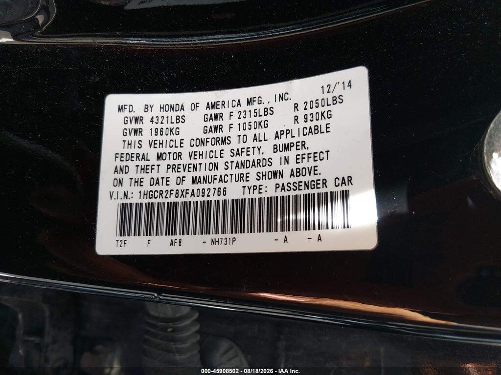 1HGCR2F8XFA092766 2015 HONDA ACCORD photo no. 9