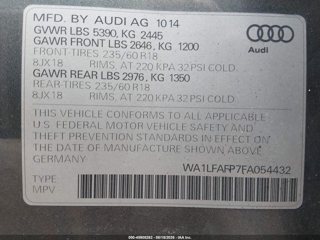 WA1LFAFP7FA054432 2015 AUDI Q5 photo no. 9