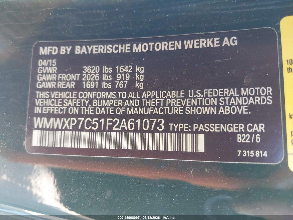 WMWXP7C51F2A61073 2015 MINI HARDTOP photo no. 9
