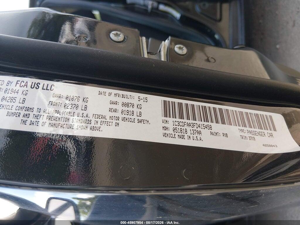 1C3CDFAA3FD415458 2015 DODGE DART photo no. 9
