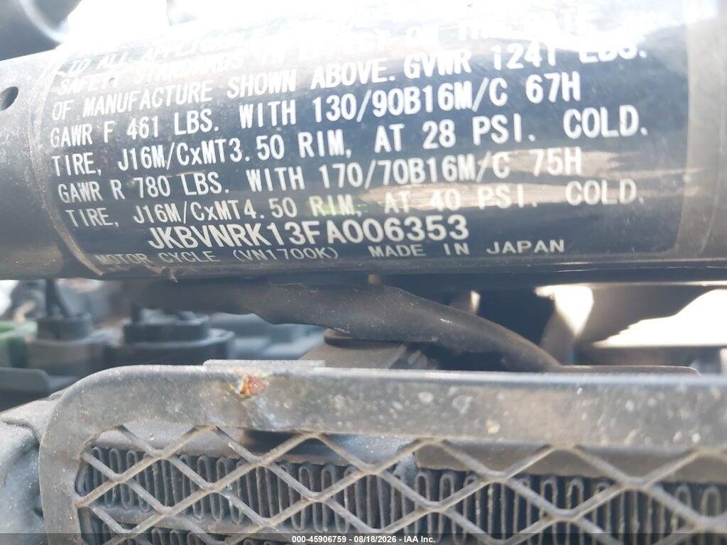 JKBVNRK13FA006353 2015 KAWASAKI VN1700 photo no. 10