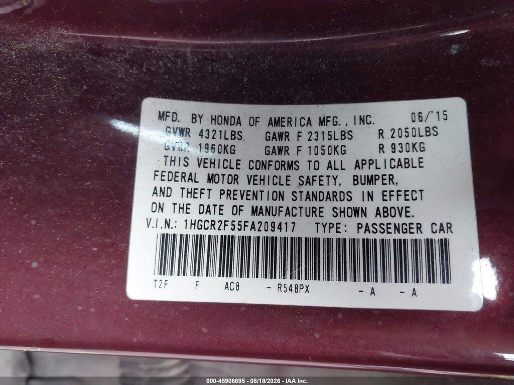 1HGCR2F55FA209417 2015 HONDA ACCORD photo no. 9