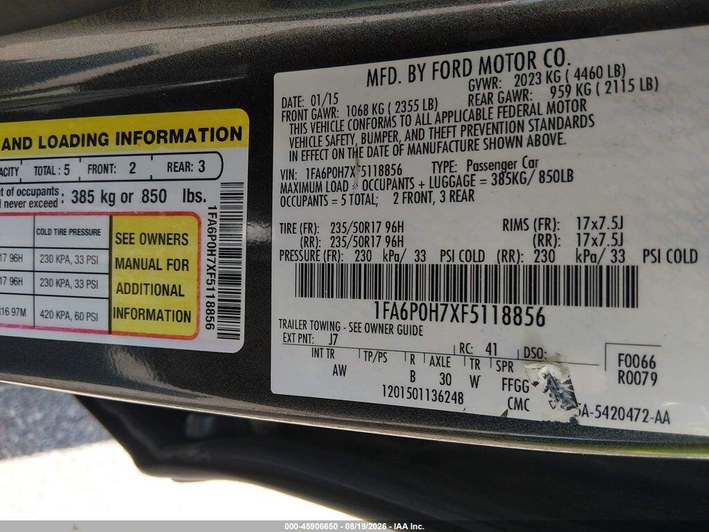 1FA6P0H7XF5118856 2015 FORD FUSION photo no. 9