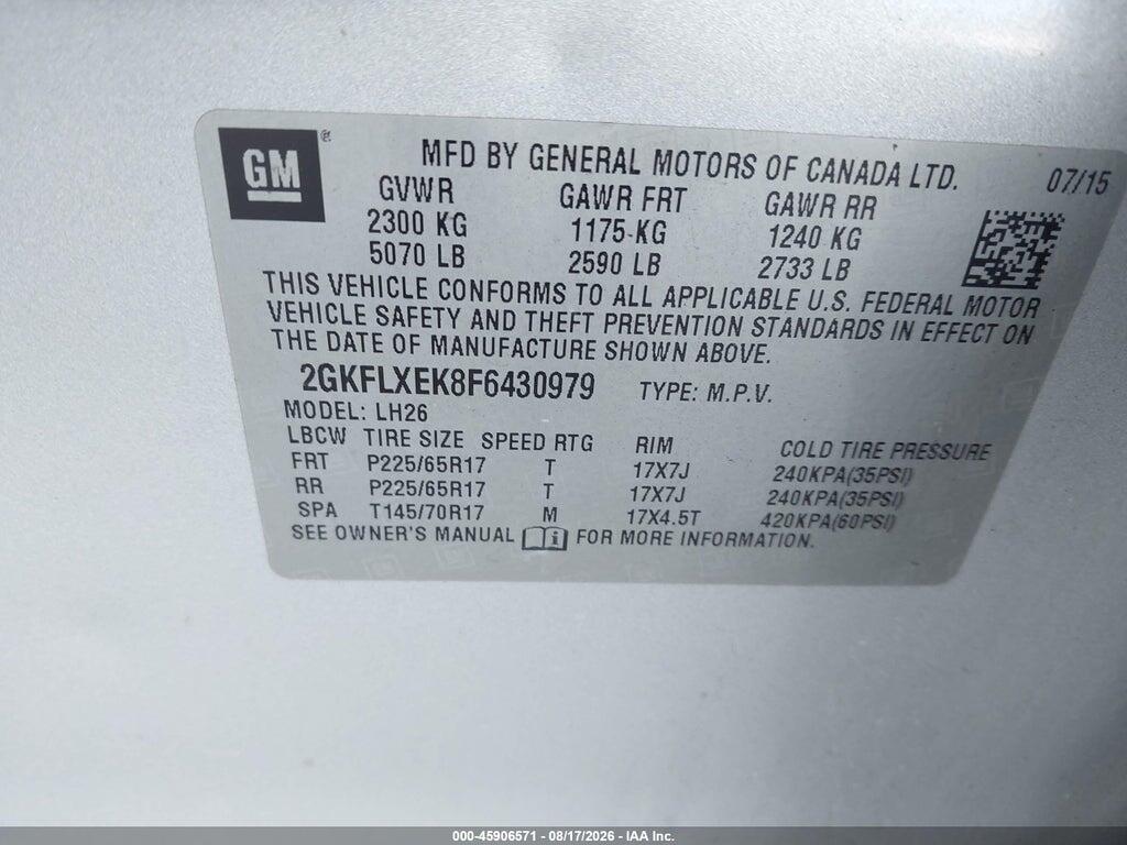 2GKFLXEK8F6430979 2015 GMC TERRAIN photo no. 9