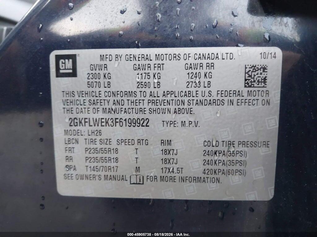 2GKFLWEK3F6199922 2015 GMC TERRAIN photo no. 9