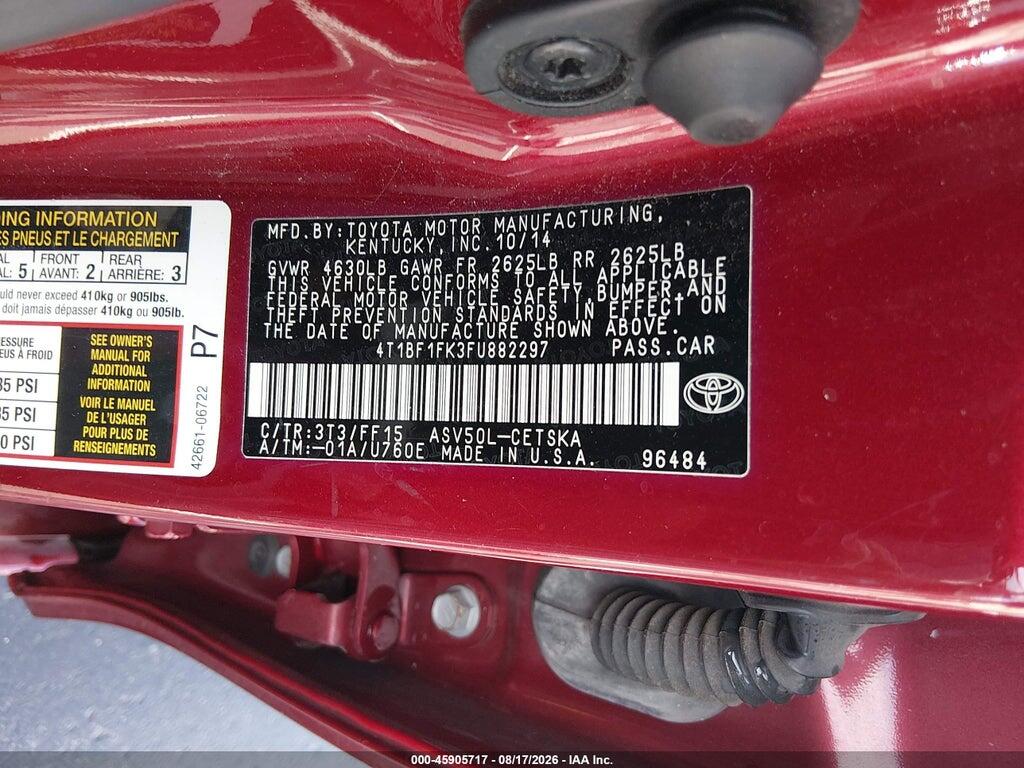 4T1BF1FK3FU882297 2015 TOYOTA CAMRY photo no. 9