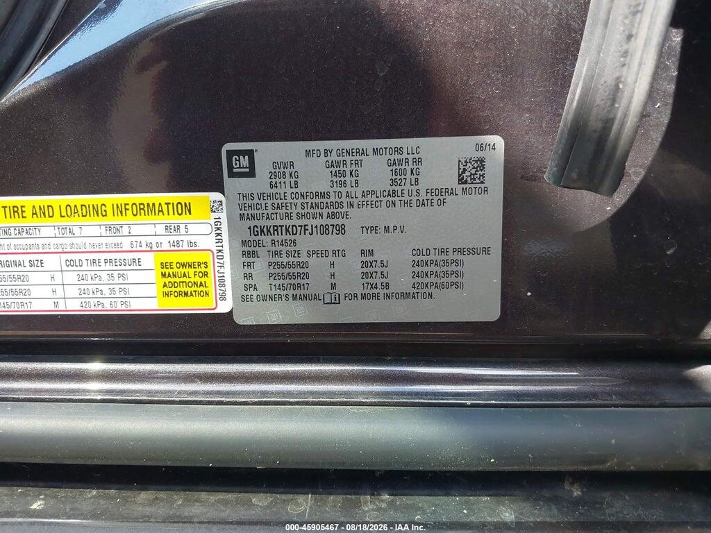1GKKRTKD7FJ108798 2015 GMC ACADIA photo no. 9