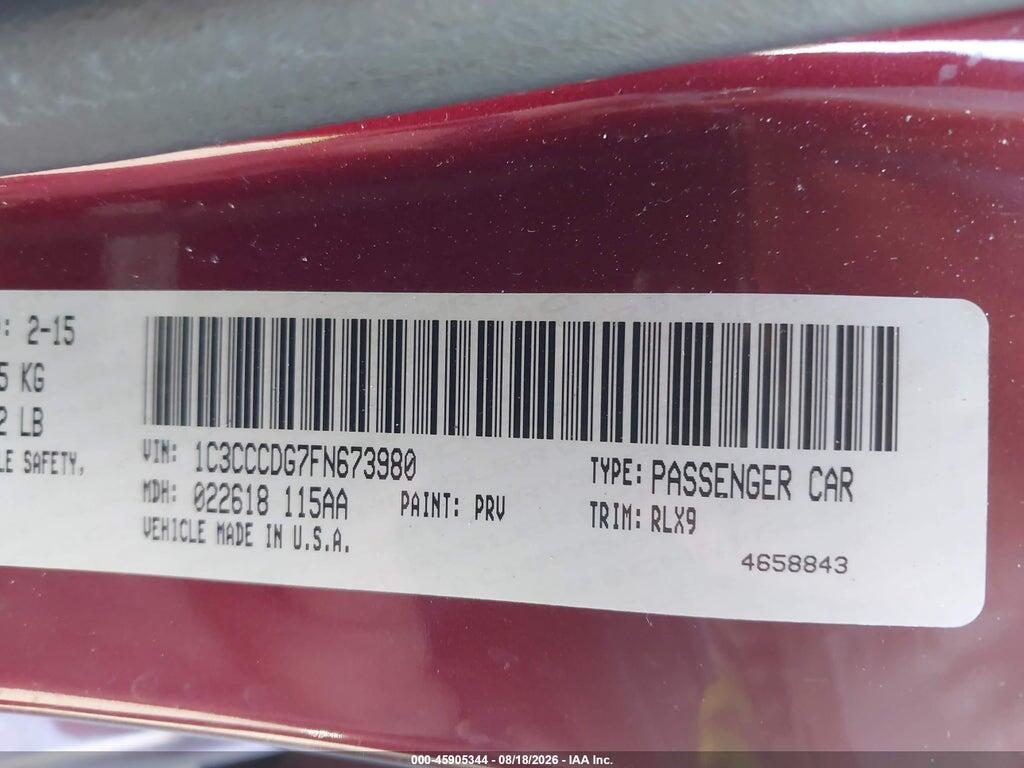 1C3CCCDG7FN673980 2015 CHRYSLER 200 photo no. 9