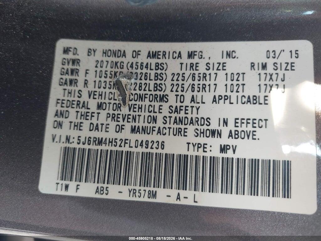 5J6RM4H52FL049236 2015 HONDA CR-V photo no. 9