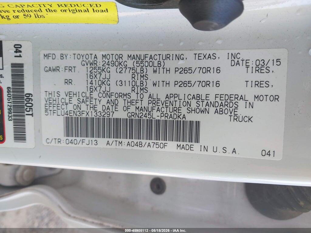 5TFLU4EN3FX133297 2015 TOYOTA TACOMA photo no. 9