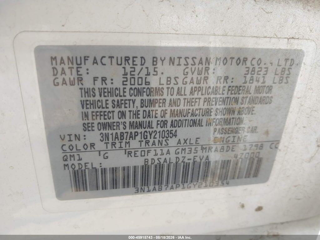 3N1AB7AP1GY210354 2016 NISSAN SENTRA photo no. 9