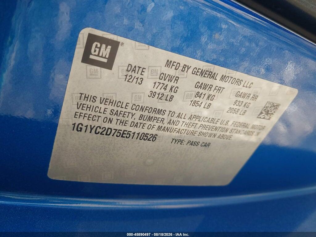 1G1YC2D75E5110526 2014 CHEVROLET CORVETTE STINGRAY photo no. 9