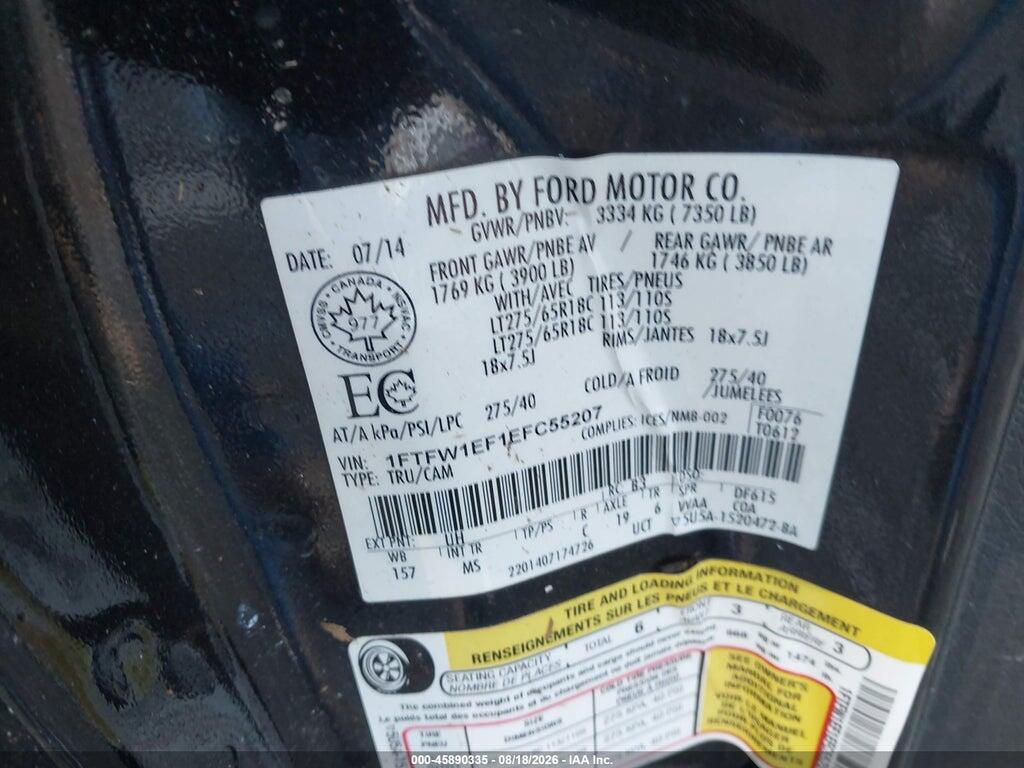 1FTFW1EF1EFC55207 2014 FORD F-150 photo no. 9