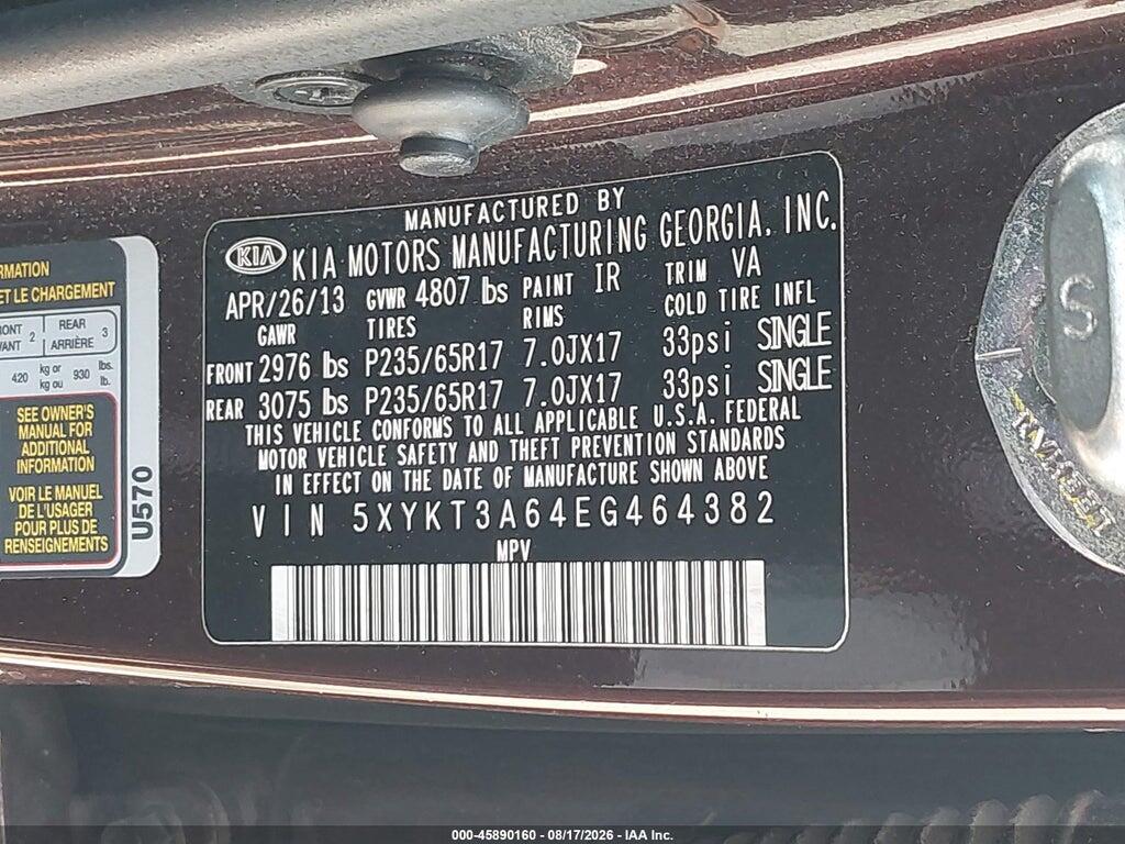 5XYKT3A64EG464382 2014 KIA SORENTO photo no. 9