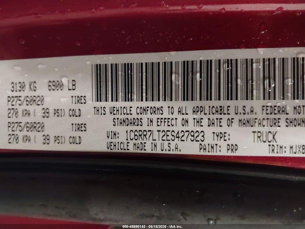 1C6RR7LT2ES427923 2014 RAM 1500 photo no. 9