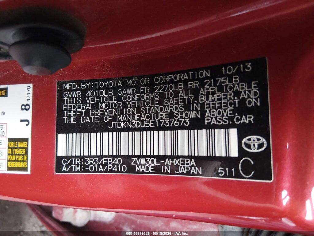 JTDKN3DU5E1737673 2014 TOYOTA PRIUS photo no. 9