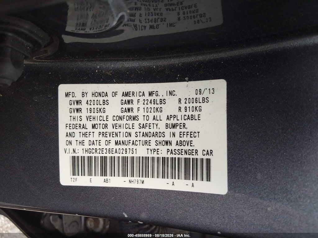 1HGCR2E36EA029751 2014 HONDA ACCORD photo no. 9