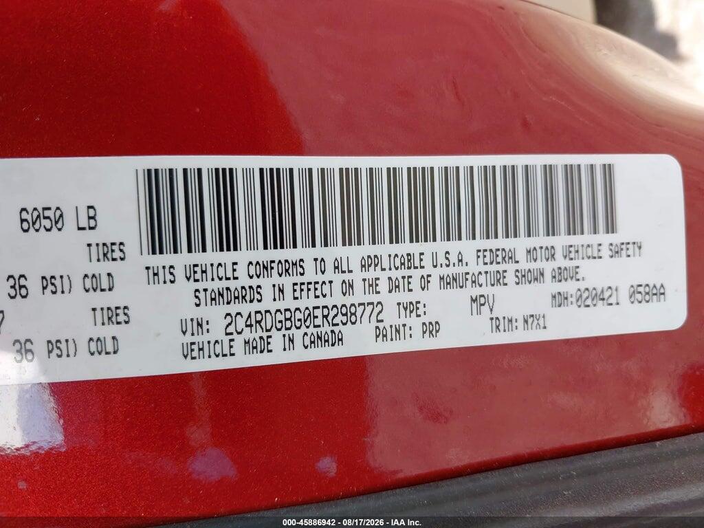 2C4RDGBG0ER298772 2014 DODGE GRAND CARAVAN photo no. 9