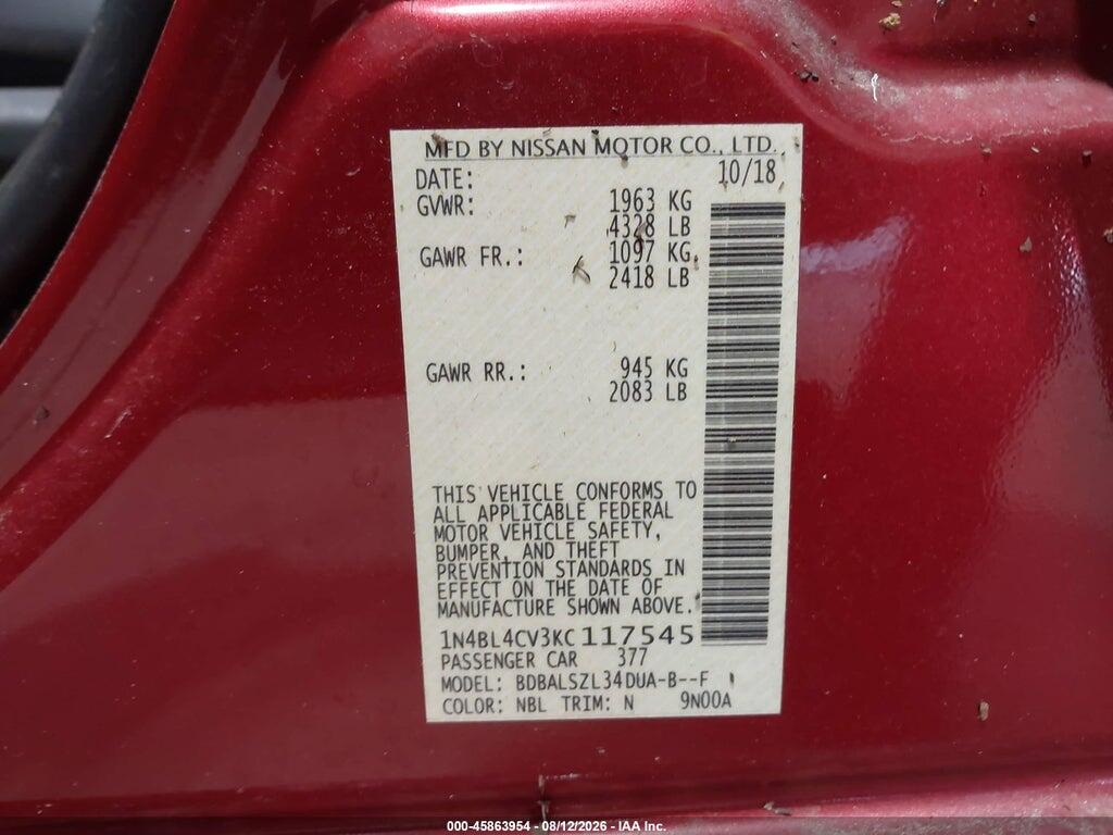 1N4BL4CV3KC117545 2019 NISSAN ALTIMA photo no. 9