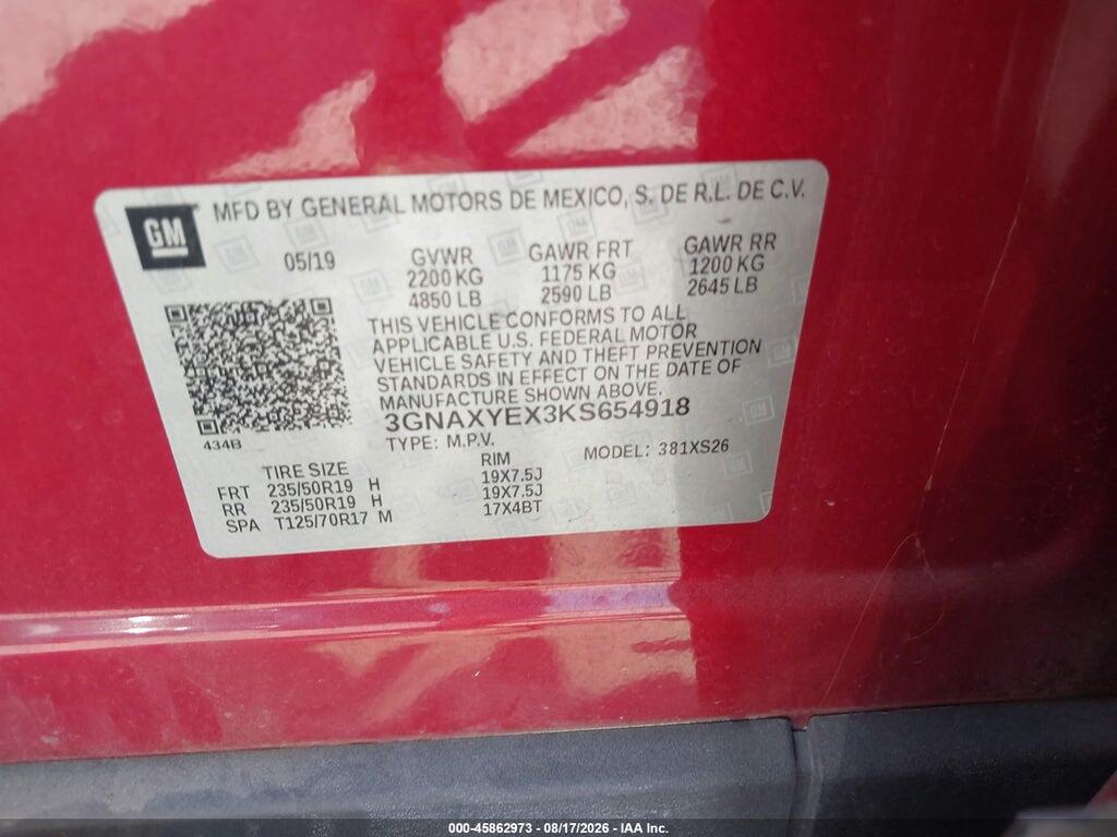 3GNAXYEX3KS654918 2019 CHEVROLET EQUINOX photo no. 9