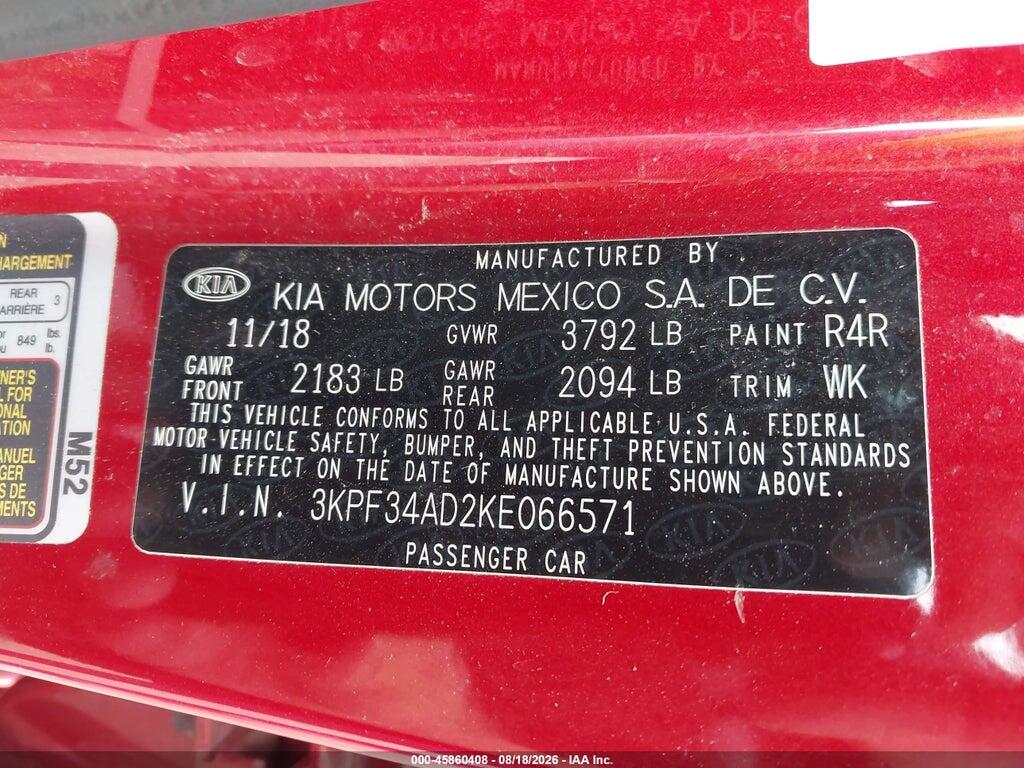 3KPF34AD2KE066571 2019 KIA FORTE photo no. 9