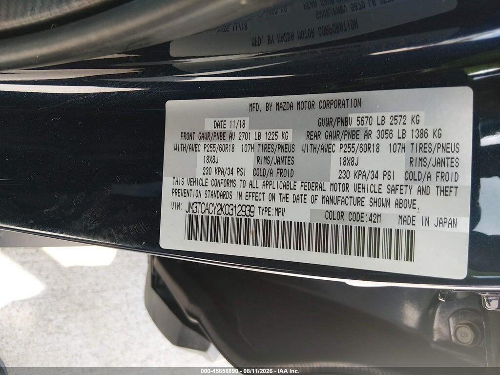 JM3TCACY2K0312939 2019 MAZDA CX-9 photo no. 9