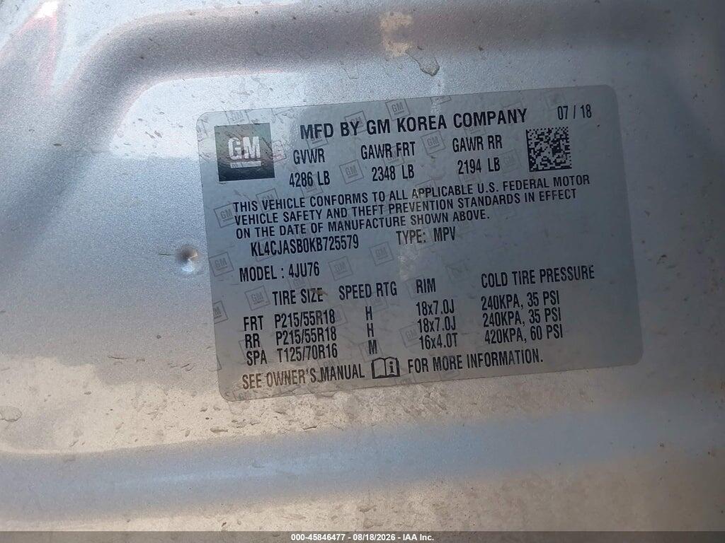 KL4CJASB0KB725579 2019 BUICK ENCORE photo no. 9