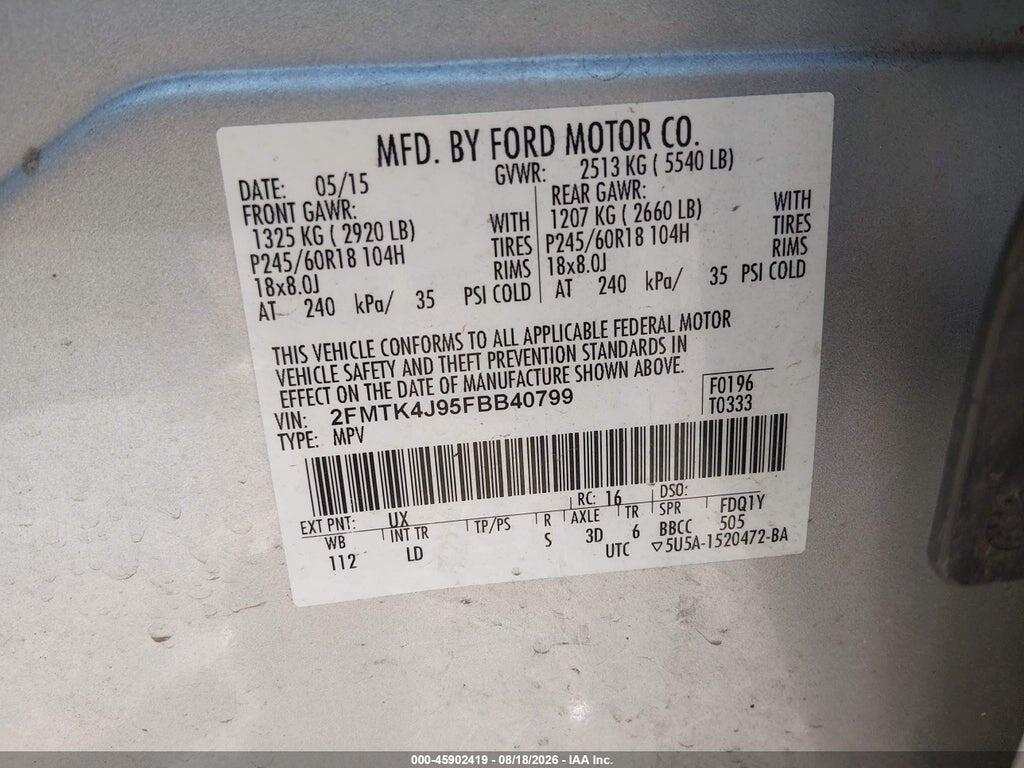 2FMTK4J95FBB40799 2015 FORD EDGE photo no. 9