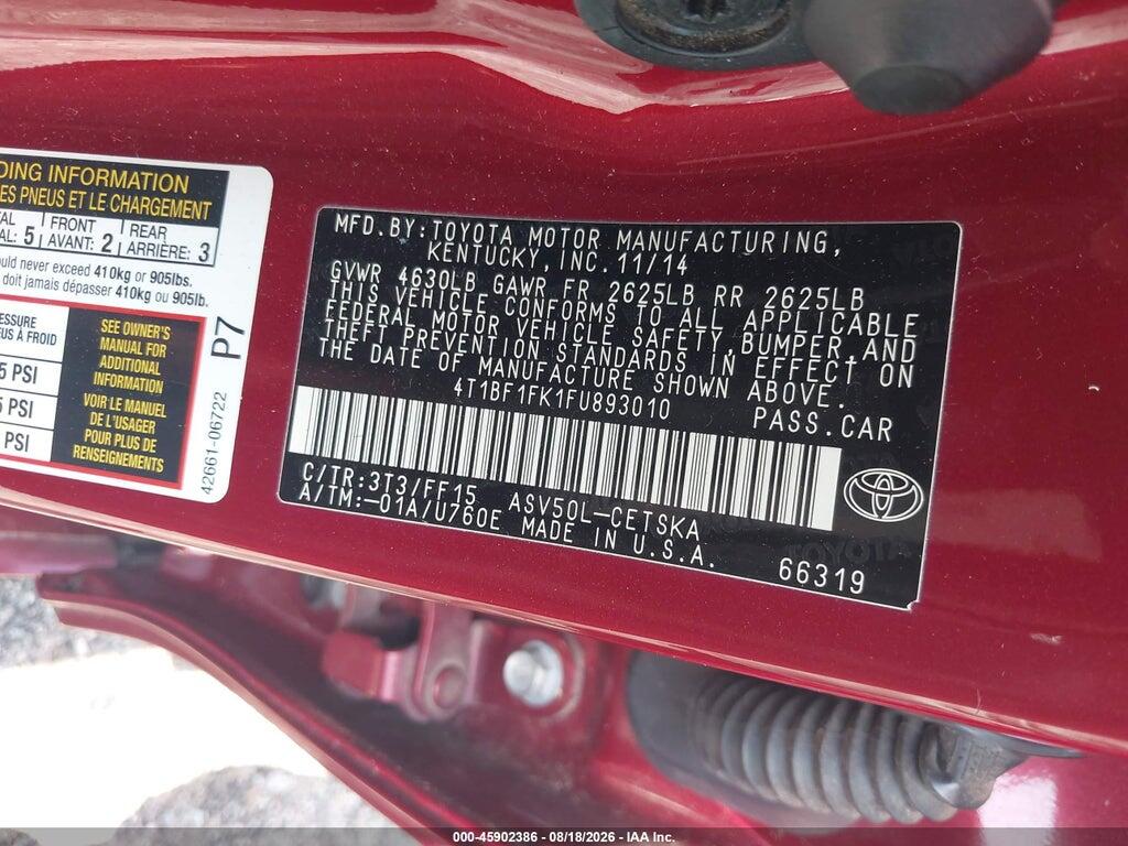 4T1BF1FK1FU893010 2015 TOYOTA CAMRY photo no. 9