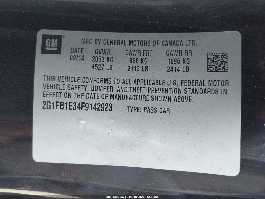2G1FB1E34F9142923 2015 CHEVROLET CAMARO photo no. 9