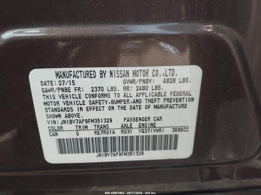 JN1BV7AP9FM351329 2015 INFINITI Q50 photo no. 9