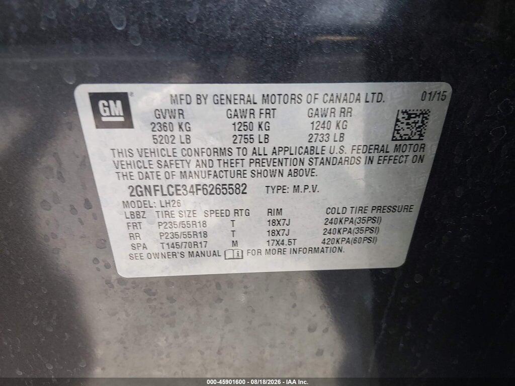 2GNFLCE34F6265582 2015 CHEVROLET EQUINOX photo no. 9