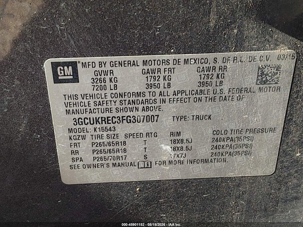 3GCUKREC3FG307007 2015 CHEVROLET SILVERADO 1500 photo no. 9
