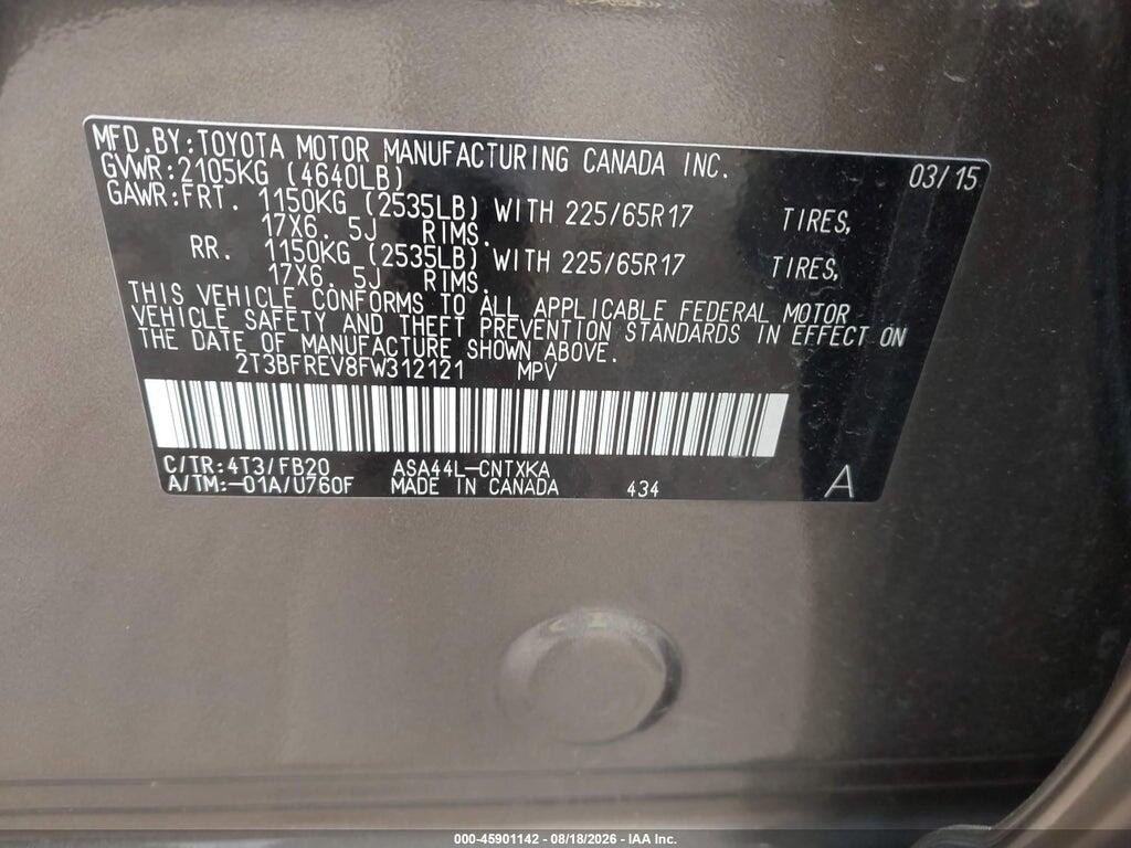 2T3BFREV8FW312121 2015 TOYOTA RAV4 photo no. 9