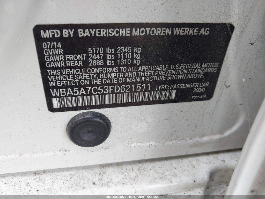 WBA5A7C53FD621511 2015 BMW 528I photo no. 9