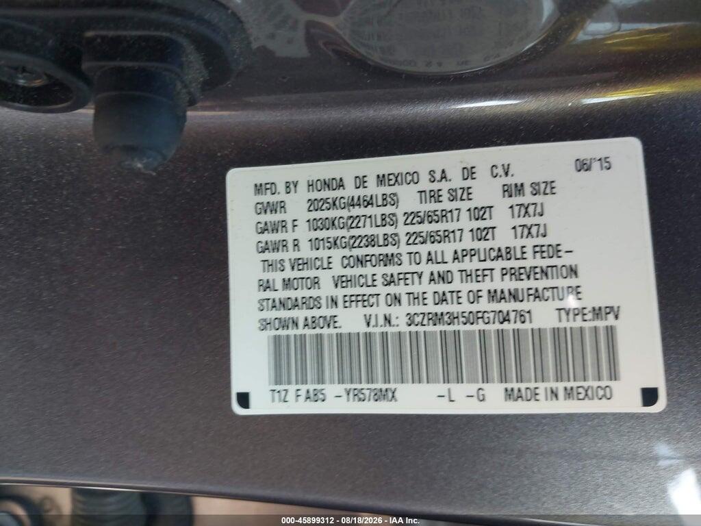 3CZRM3H50FG704761 2015 HONDA CR-V photo no. 9