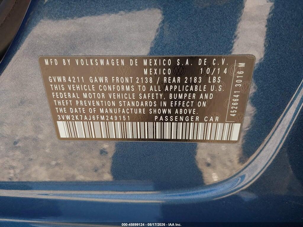 3VW2K7AJ6FM249151 2015 VOLKSWAGEN JETTA photo no. 9
