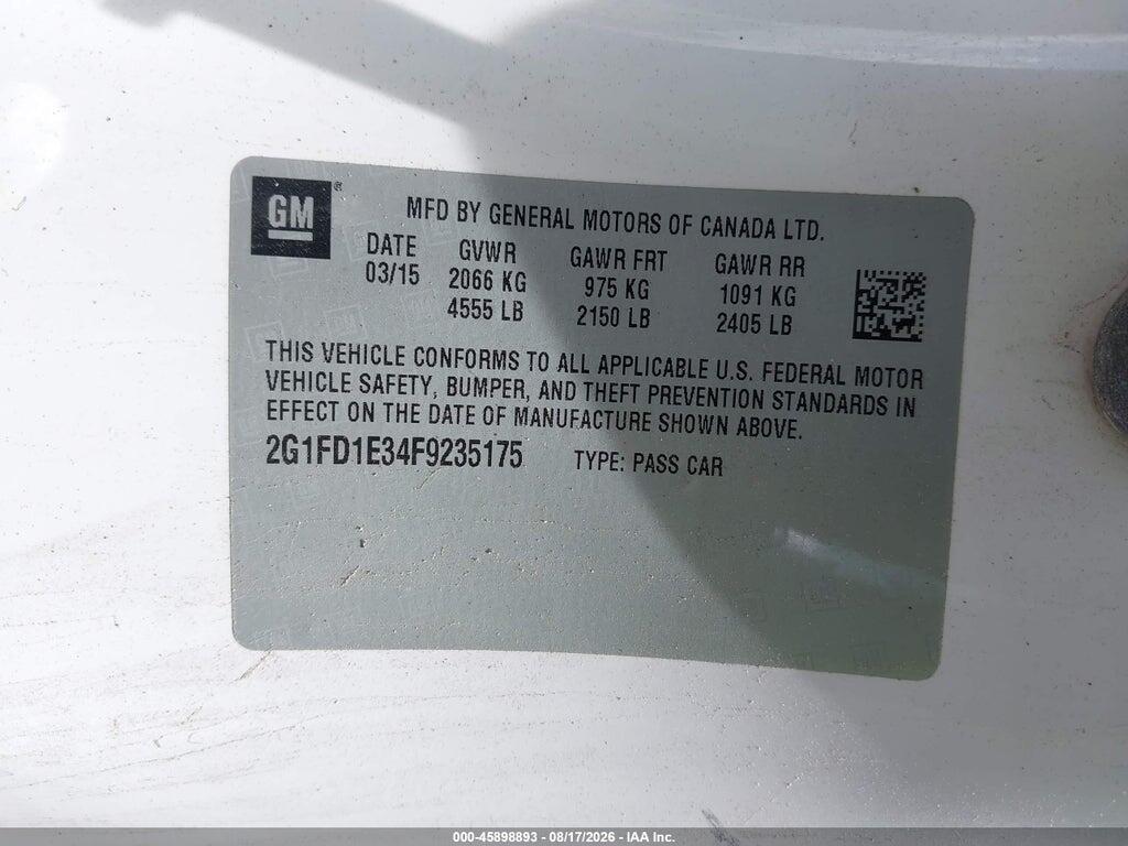 2G1FD1E34F9235175 2015 CHEVROLET CAMARO photo no. 9