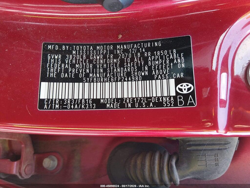 5YFBURHE6FP244980 2015 TOYOTA COROLLA photo no. 9