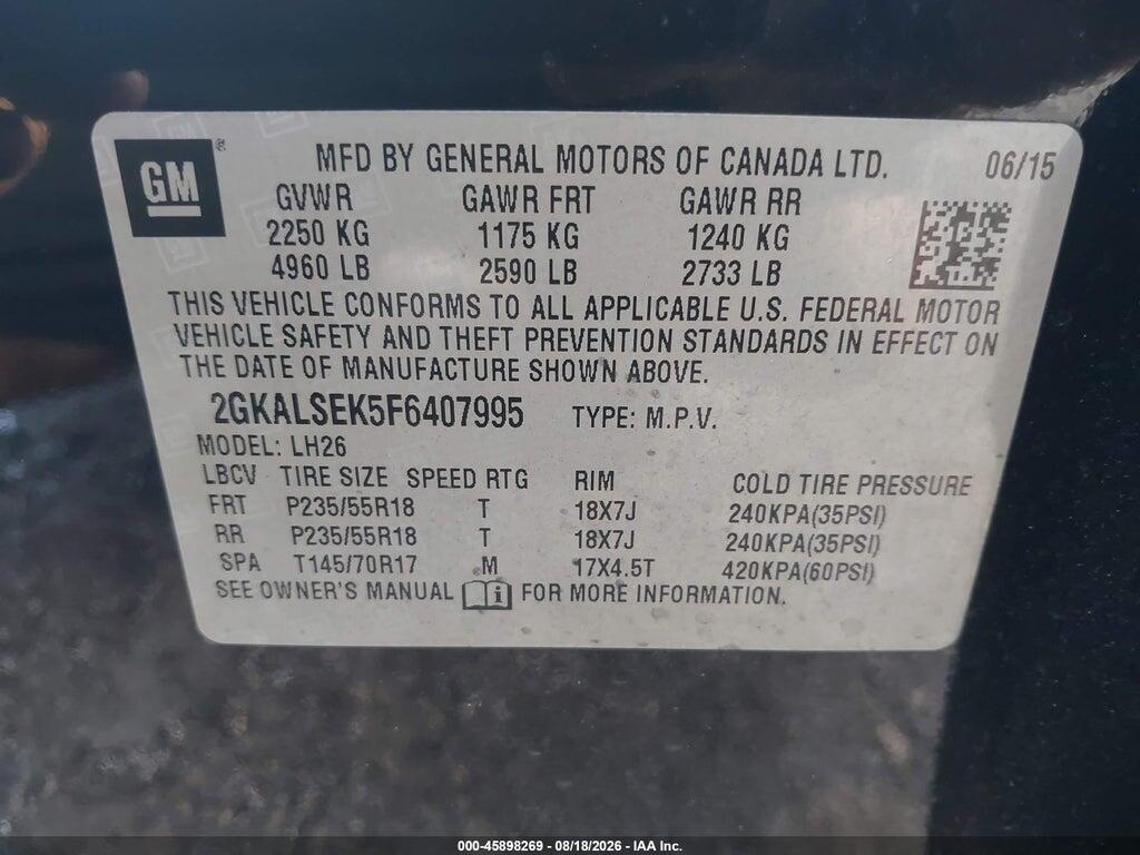 2GKALSEK5F6407995 2015 GMC TERRAIN photo no. 9