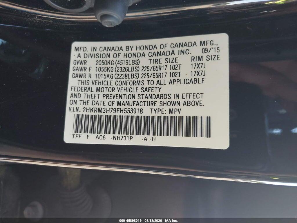 2HKRM3H79FH553918 2015 HONDA CR-V photo no. 9