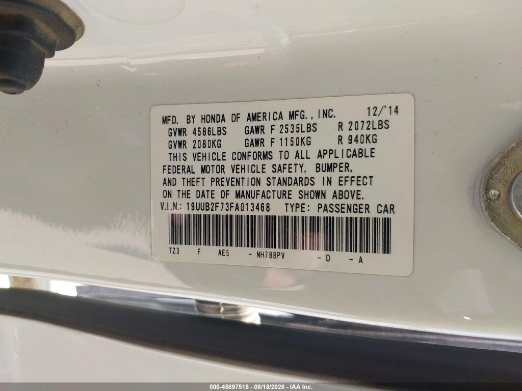 19UUB2F73FA013468 2015 ACURA TLX photo no. 9