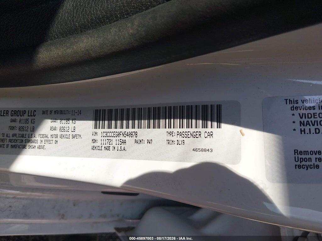 1C3CCCEG0FN540878 2015 CHRYSLER 200 photo no. 9