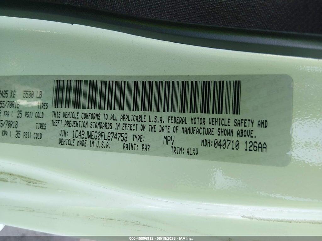 1C4BJWEG0FL674753 2015 JEEP WRANGLER UNLIMITED photo no. 9
