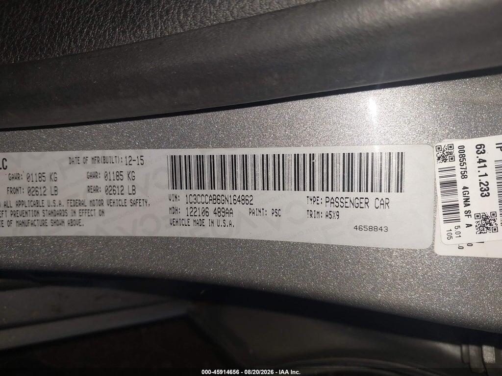 1C3CCCAB6GN164862 2016 CHRYSLER 200 photo no. 9