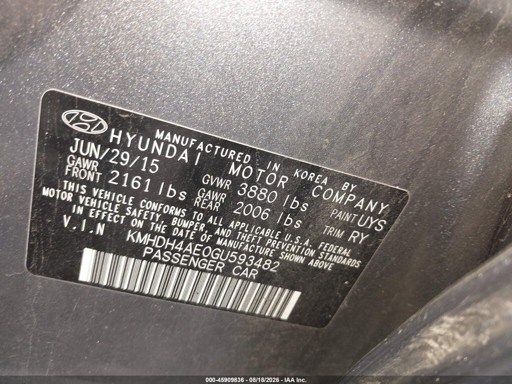 KMHDH4AE0GU593482 2016 HYUNDAI ELANTRA photo no. 9