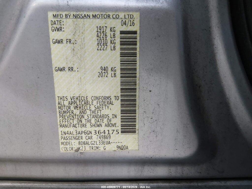1N4AL3AP6GN364175 2016 NISSAN ALTIMA photo no. 9
