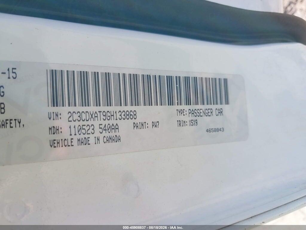 2C3CDXAT9GH133868 2016 DODGE CHARGER photo no. 9